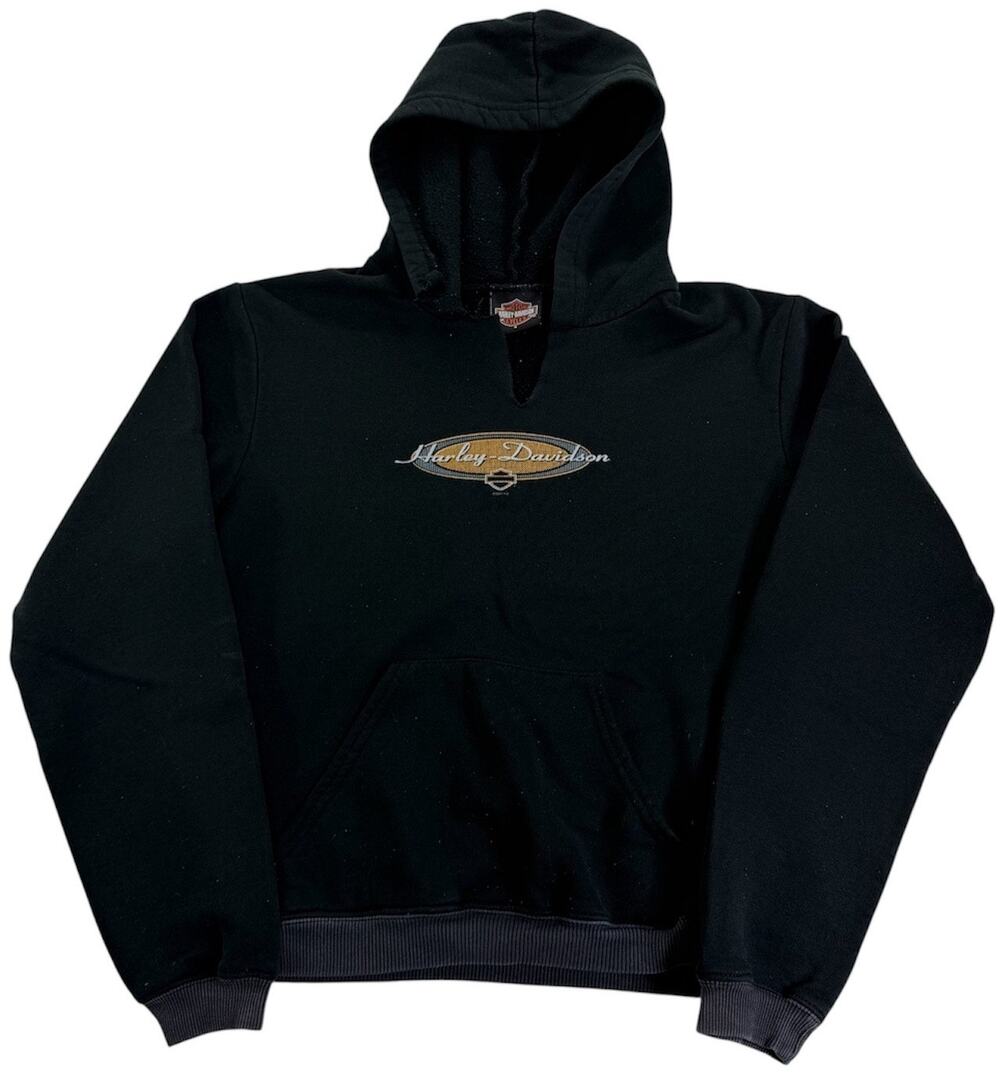 Vintage y2k Harley Davidson Women's Hoodie Black Size Small Pullover Sweatshirt